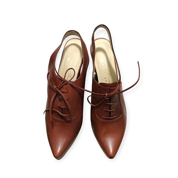 Vintage Michel Perry brown chunky platform lace up sling size 37.5 EU - Picture 4 of 10